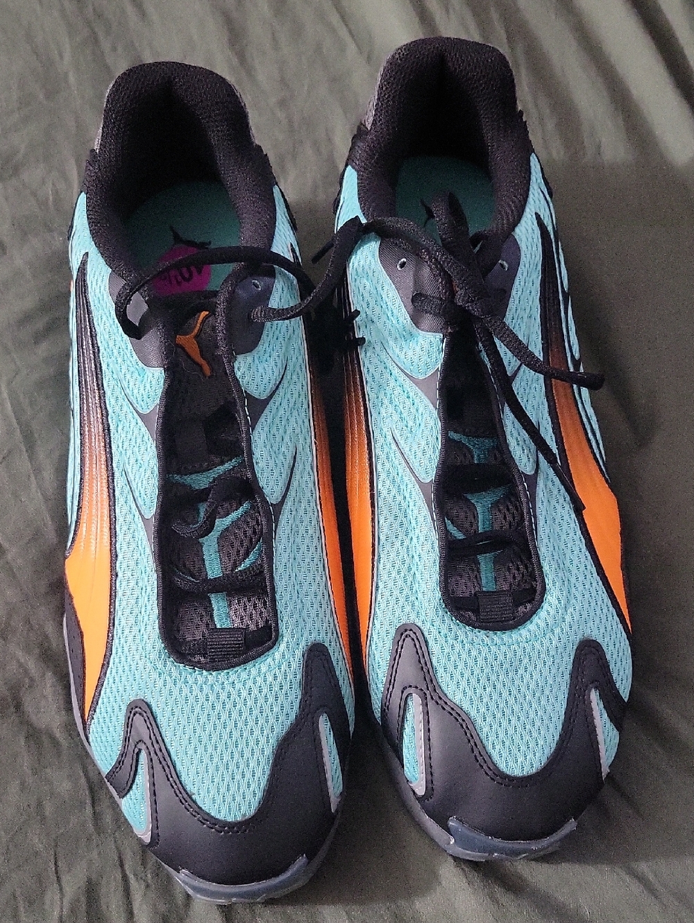Men's Puma Inhale Teal Green Grey Orange Sz10 1/2 401560-04 Sneaker Shoe Trainer